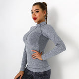 Running Sports Top Women Long Sleeve Zipper Pocket