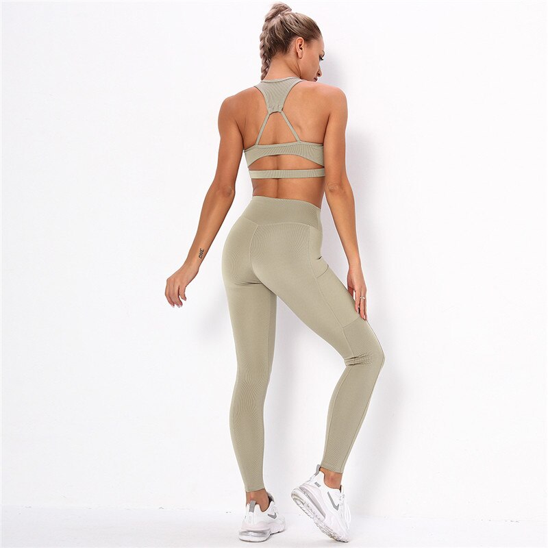 Striped Sports  Leggings Sets Women