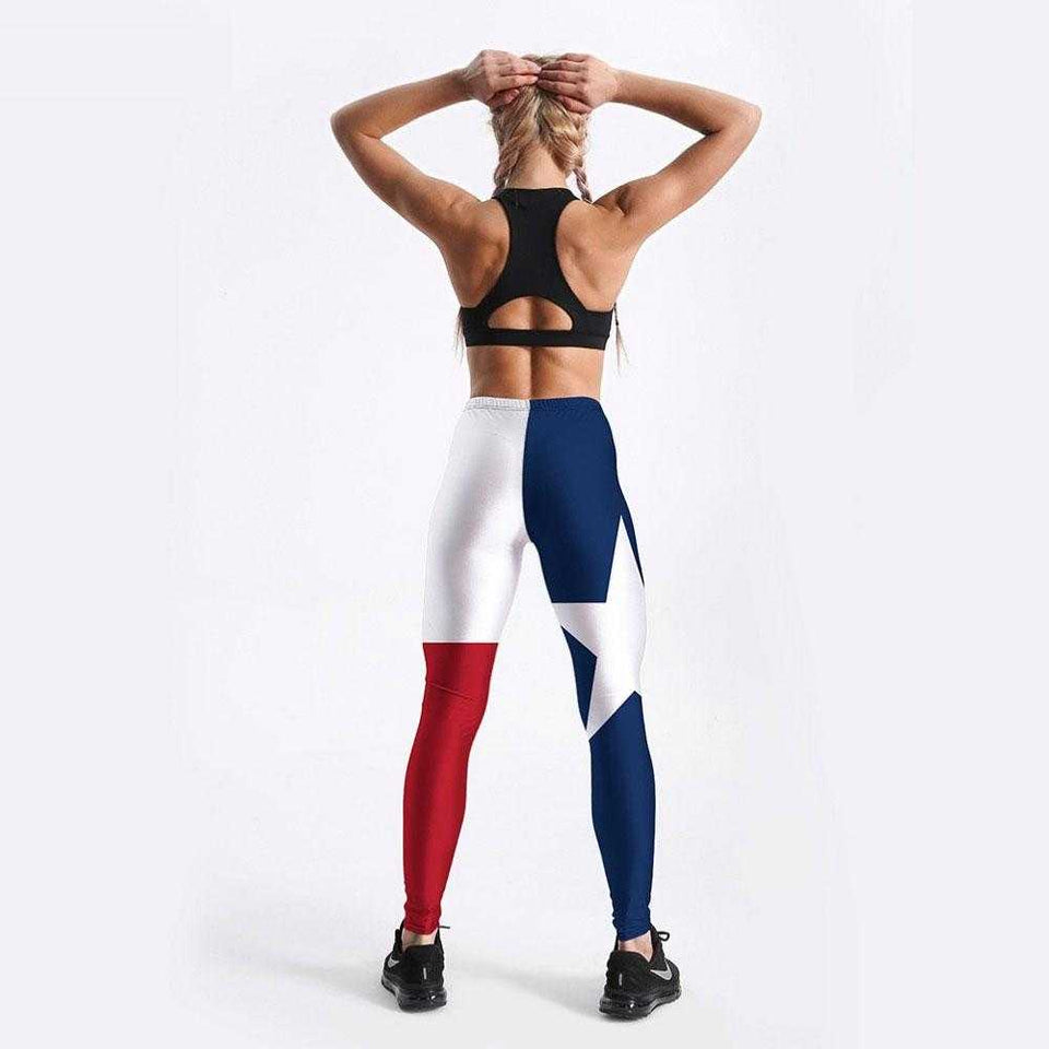 Women Leggings US Flag Pentagram Printed | GYMFIT24.COM