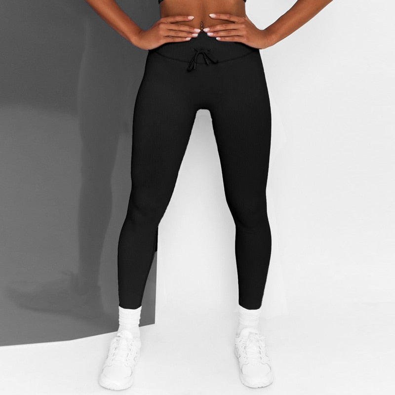 Ribbed seamless leggings women