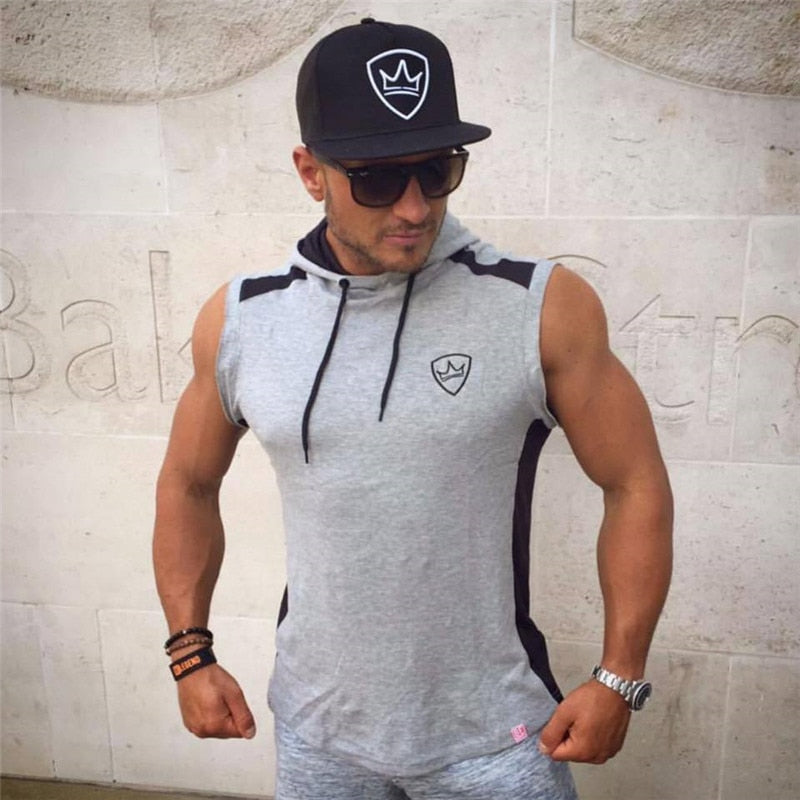 Gyms Summer Brand Stretchy Sleeveless Shirt Casual Fashion Hooded Tank Top Men bodybuilding Fitness Clothing | GYMFIT24.COM