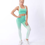 Women Sport Suit Fitness Tracksuit Gradient Seamless