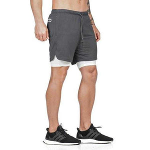 Men's 2 in 1 Joggers Shorts Security Pockets Leisure Sporting Shorts | eprolo