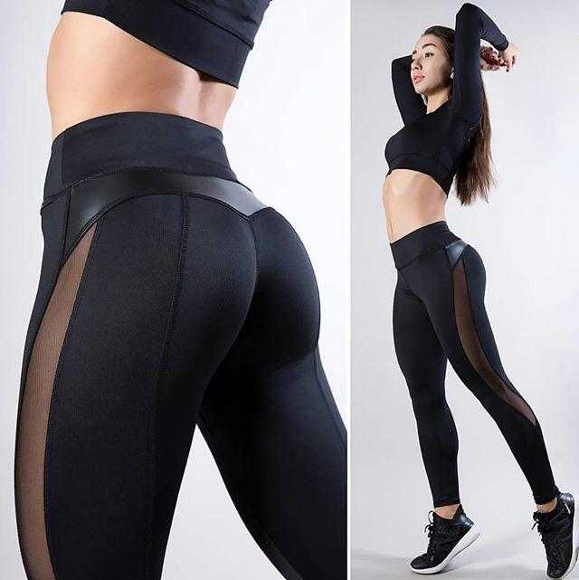 Mesh Leather Patchwork Black Legging | eprolo