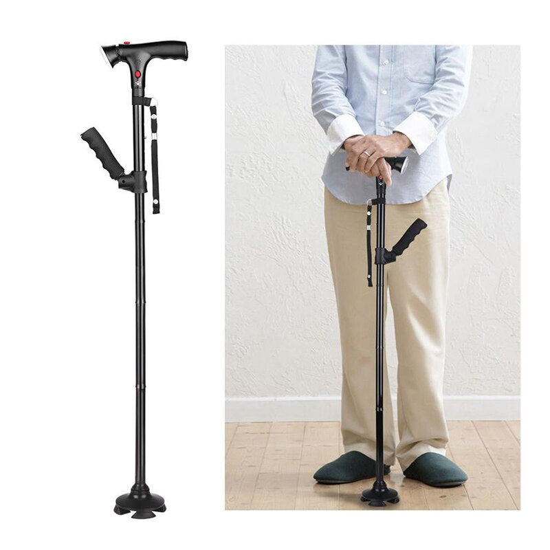 Collapsible Telescopic Cane Folding Crutch LED Lightweight Safety Walking Stick