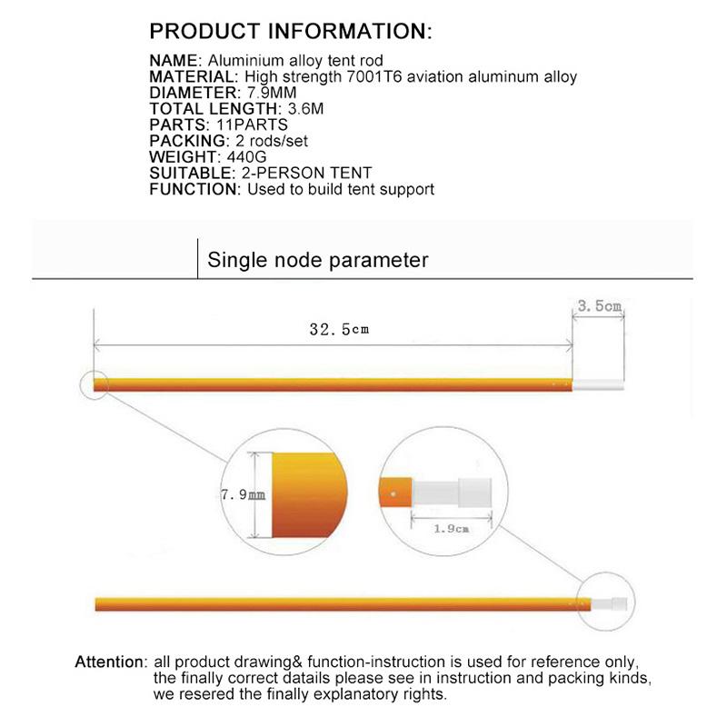 Shinetrip 2pcs 7.9mm   Aluminium  tent rod