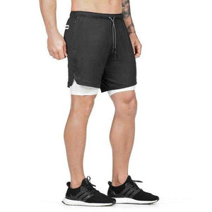 Men's 2 in 1 Joggers Shorts Security Pockets Leisure Sporting Shorts | eprolo