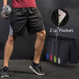 Men Running Shorts , Stripe Zip Pocket Gym Tennis Shorts, Quick-Drying Training Fitness Basketball Loose Sport Shorts Plus Size | GYMFIT24.COM