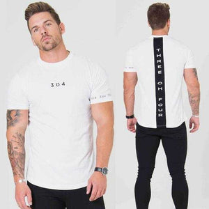 Men Cotton Short sleeve t shirt Fitness Slim Patchwork Black | GYMFIT24.COM