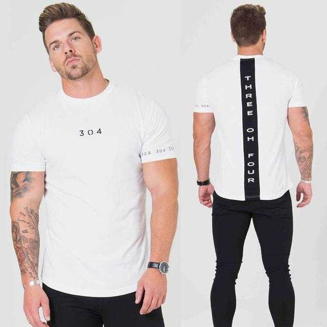 Men Cotton Short sleeve t shirt Fitness Slim Patchwork Black | GYMFIT24.COM