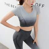 2pcs/set Gradient Yoga Clothing Suit Women