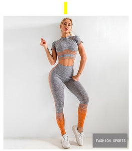 Seamless Yoga Clothes Suit Women Autumn and Winter  2 Piece Set