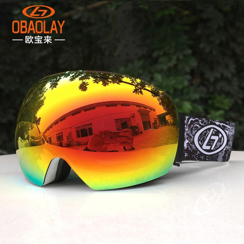 Ski Goggles Double Layers UV Anti-fog  Mask Glasses
