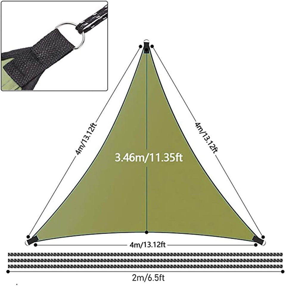 Triangle Sun Shade Sail 4x4x4m, Waterproof Awning UV Block Sunscreen Canopy for Outdoor Patio Garden Lawn Pergola Decking Blue