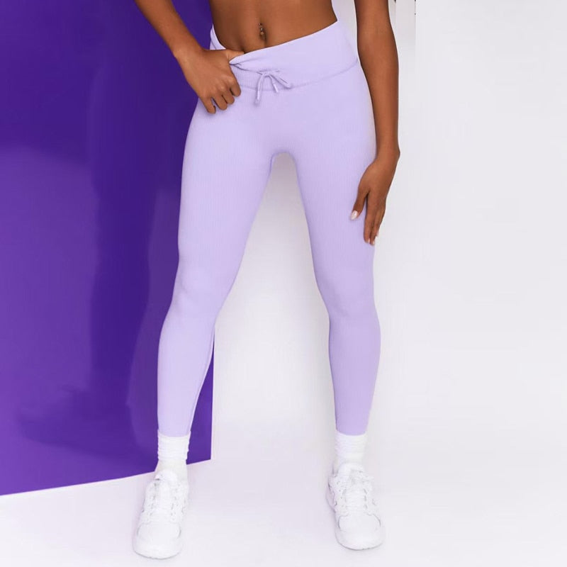 Ribbed seamless leggings women