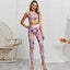 Pink Two Piece Set Fitness Women Crop Top and Pants Set | eprolo