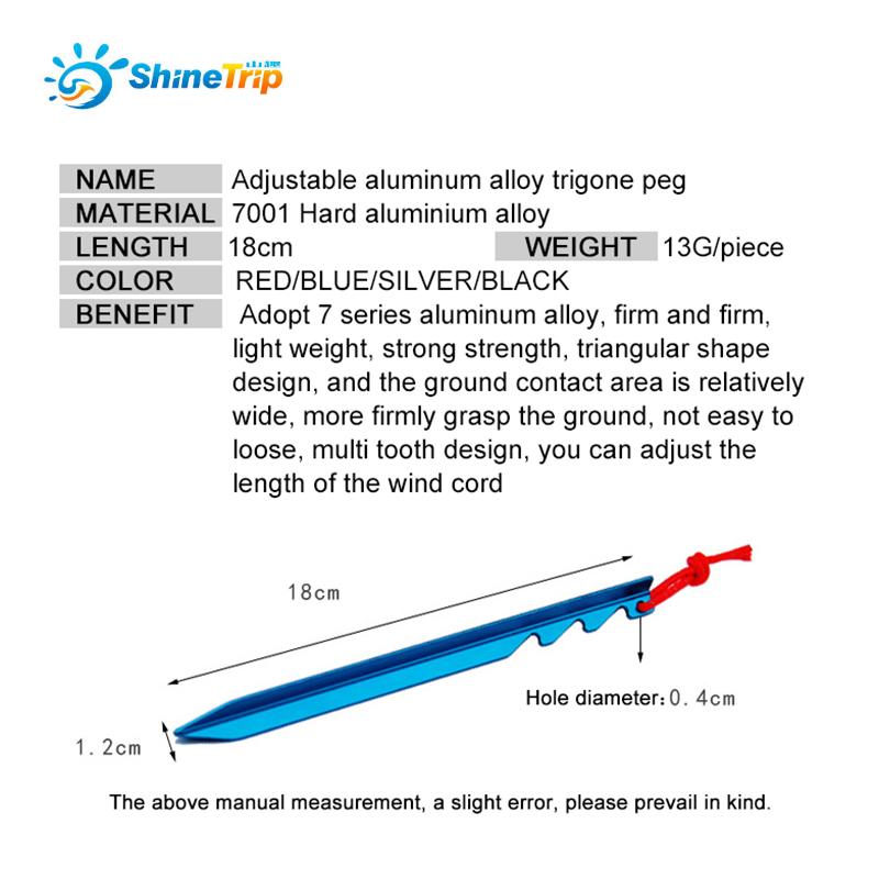Shinetrip 6pcs/lot adjustable touch point aluminum tent pegs