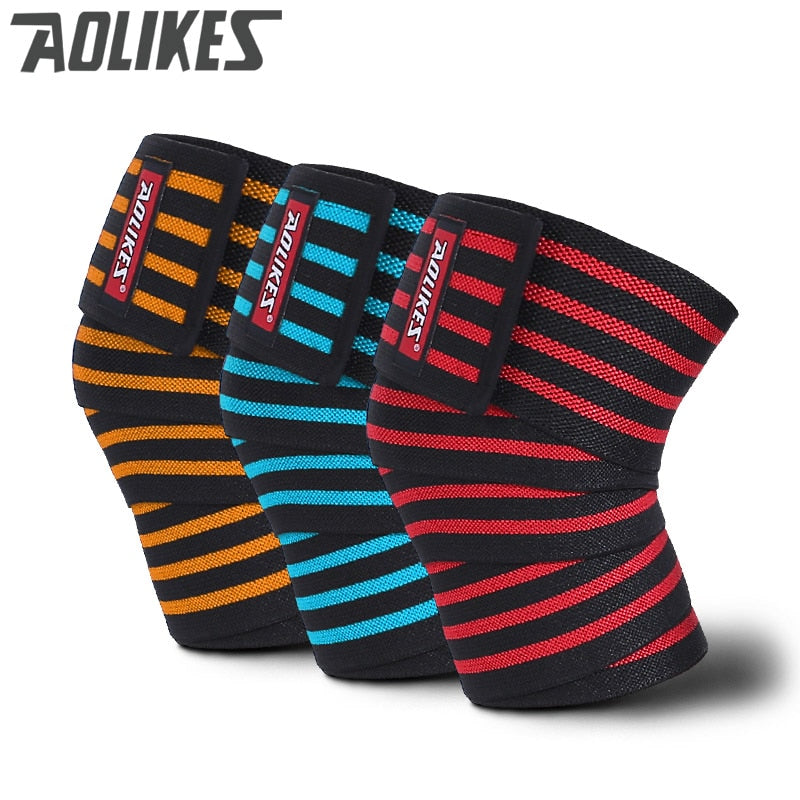 AOLIKES 1pcs 180*8cm Knee  Weight Lifting Sports Knee Bandages