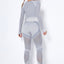 2Pcs Yoga Set Seamless Fitness Crop Top Women Long Sleeve