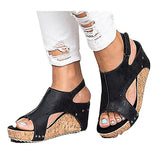 Women's Sandals Peep Toe PU Belt Buckle Blocking