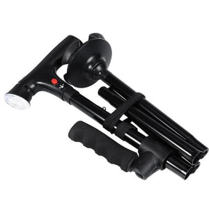 Collapsible Telescopic Cane Folding Crutch LED Lightweight Safety Walking Stick