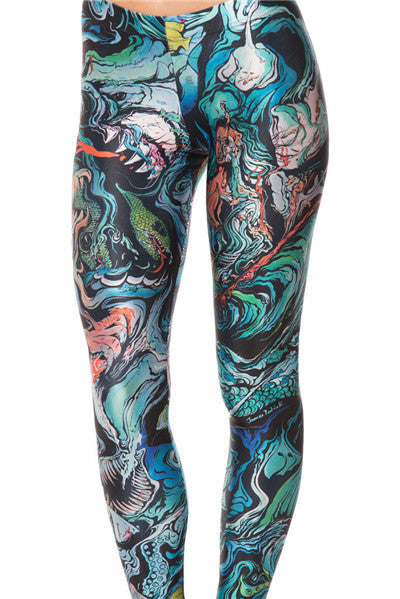 Merman Print fitness Leggings for Women | eprolo