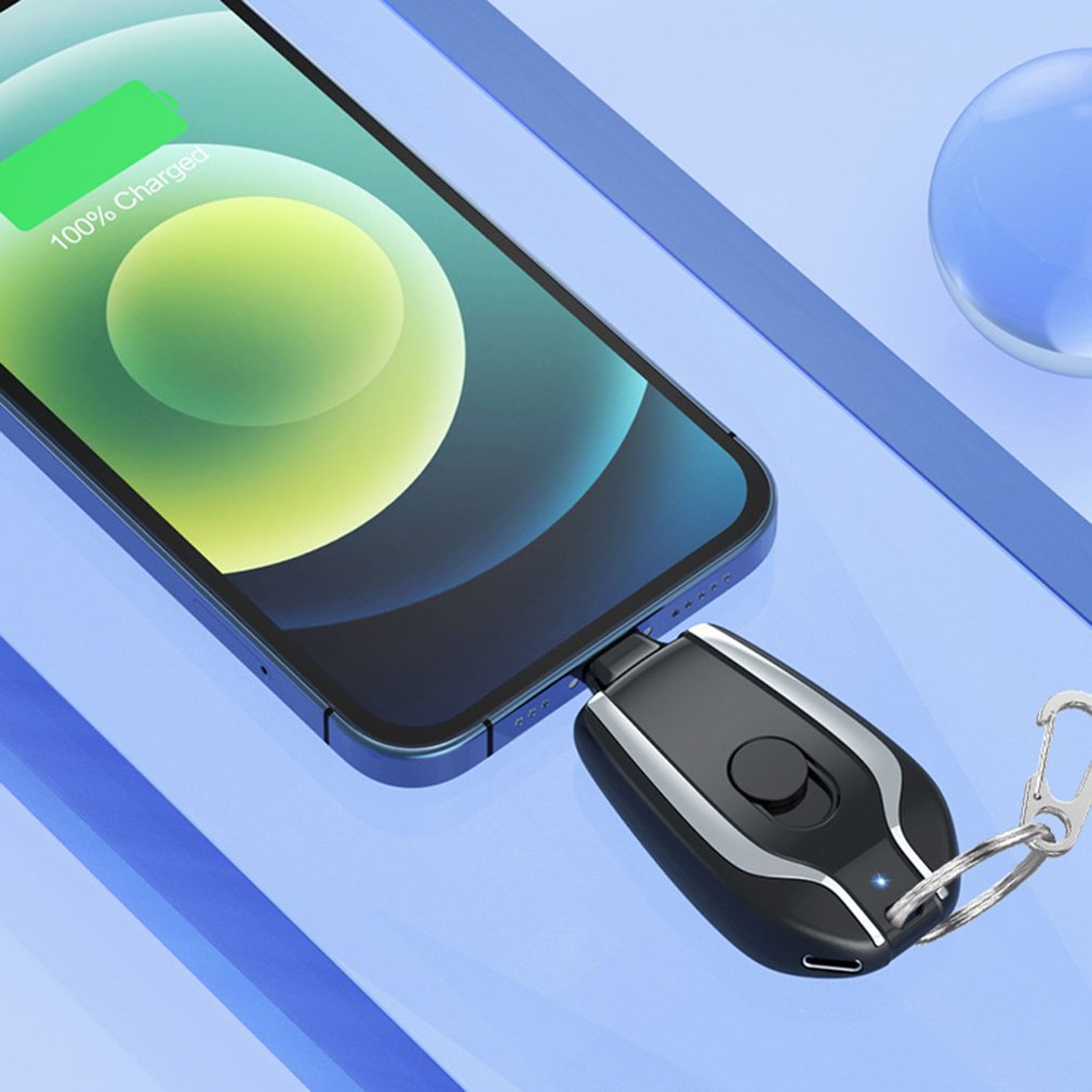 Cargador de llavero con minicargador de emergencia de 1500 mAh