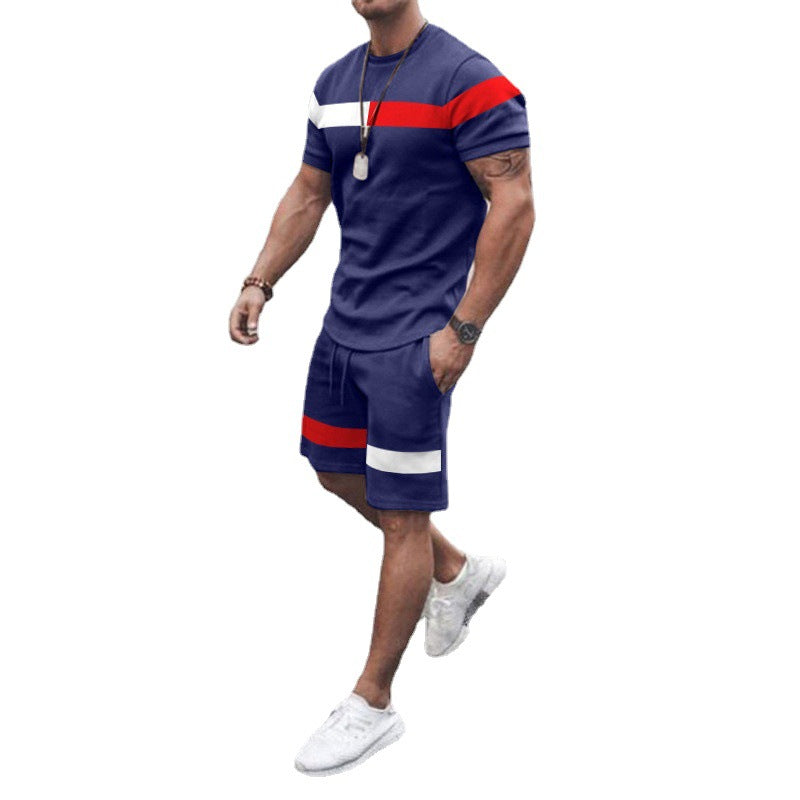 Traje deportivo de manga corta con parches para ocio y atletismo para hombre