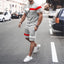 Traje deportivo de manga corta con parches para ocio y atletismo para hombre