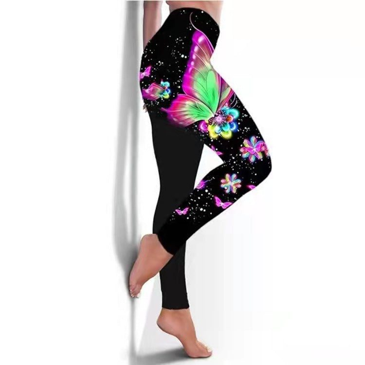 Women's Leggings Fitness Breathable Skinny Butterfly Printed Yoga Pants