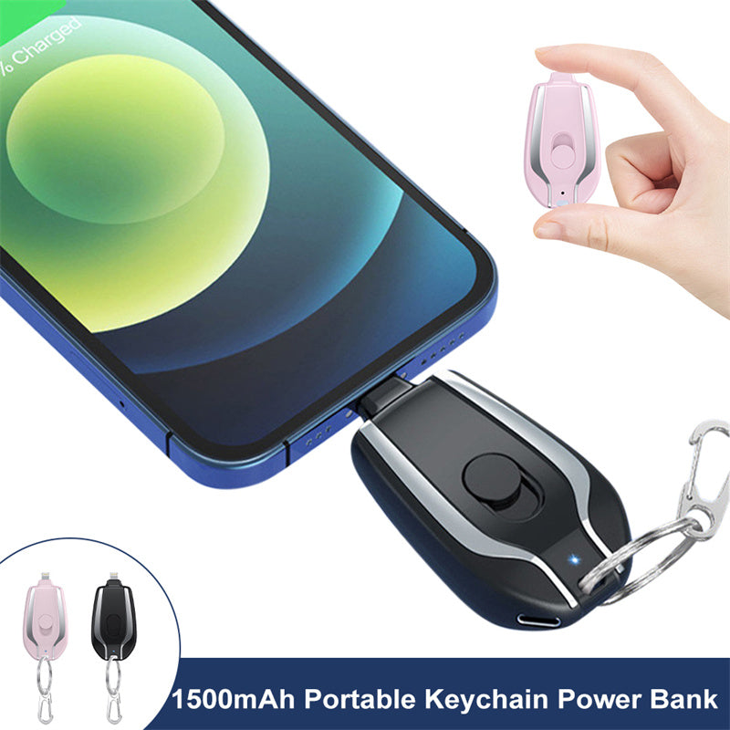 Cargador de llavero con minicargador de emergencia de 1500 mAh