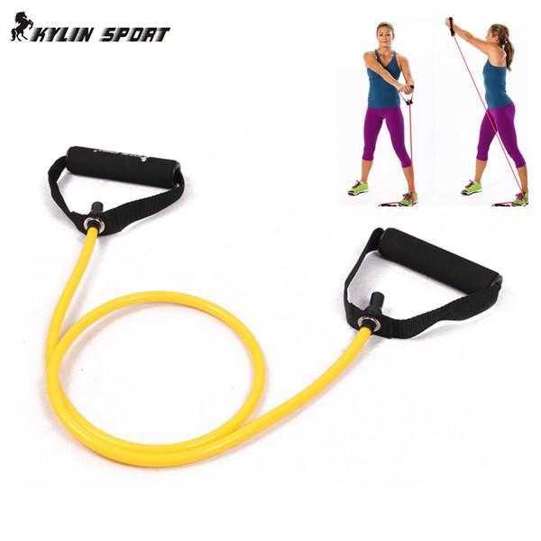 Kylin yellow resistance stretch band tube yoga pilates fitness muscle exercise workout belt | eprolo