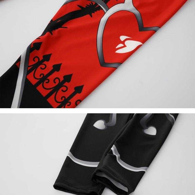 Sexy Heart Print Leggings Women Red Black Patchwork | GYMFIT24.COM